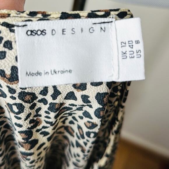 ASOS Leopard Long Sleeve Tiered Smock Mini Dress - Picture 4 of 7